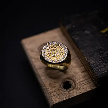 ANEL MEDALHA DE SÃO BENTO CRAVEJADO