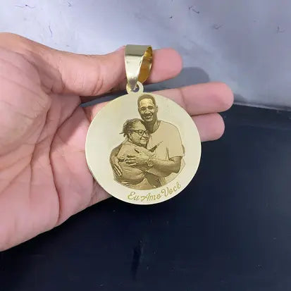 Pingente personalizado, foto gravação,placa moeda antiga