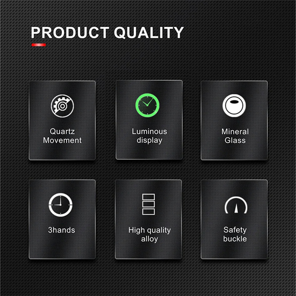 Relógio masculino elegante de negócios, relógio de pulso de quartzo em aço inoxidável.