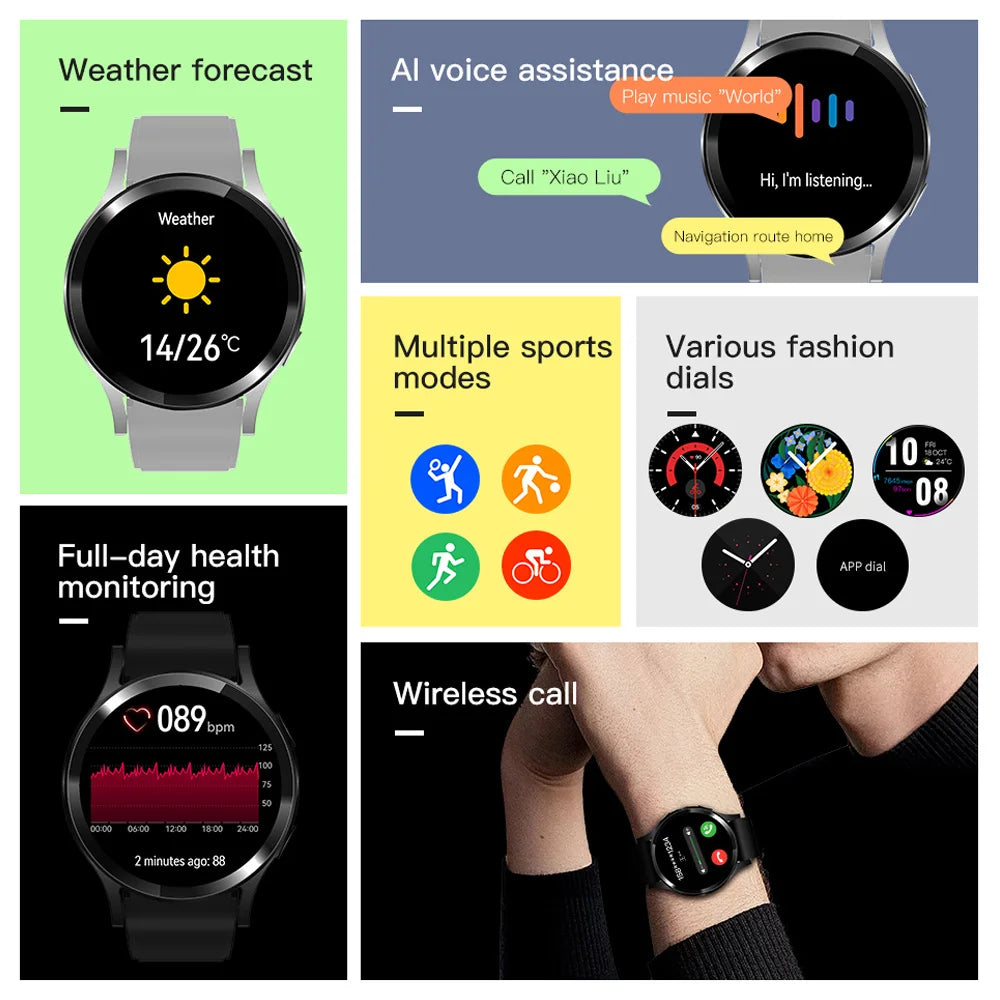 Novos relógios inteligentes com chamada Bluetooth Pro 2025, 1,32 polegadas, 160*160, mostradores personalizados, esportivos, masculinos e femininos, monitor de saúde, smartwatch para homens